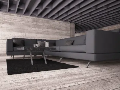 Home and Office - The dark sofa furniture design 05 3D model