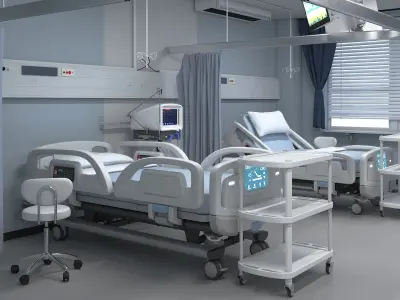  Large Hospital Ward Interior with People 