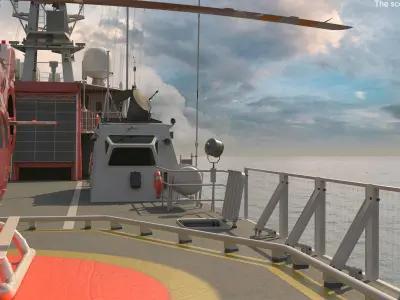  Coast Guard Ship with Helicopter Rigged for Cinema 4D 