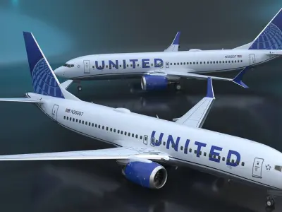  United Airlines Boeing 737 Max 8 Rigged for Maya 