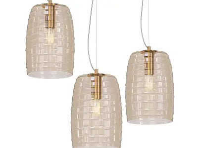 BRUNI three glass pendant lights with gold finish 3D model