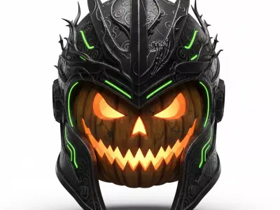 Haunted Jack O Lantern Battle Helmet 3D Model Cursed Headgear Low-poly 3D model