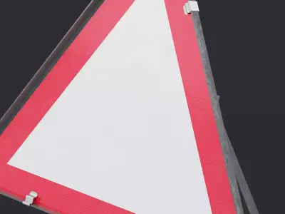 Blank Triangular Road Sign Low-poly 3D model