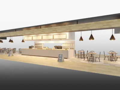 lowpoly cafe 3D model