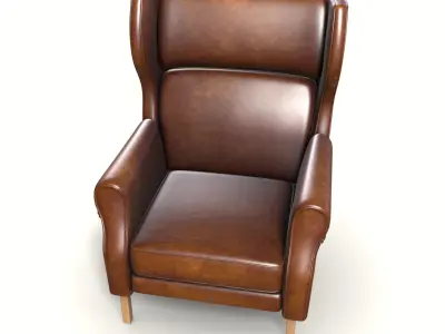 wingback chair indust 018 Low-poly 3D model