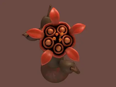 Stylized Alien Flower with Stingers Low-poly 3D model