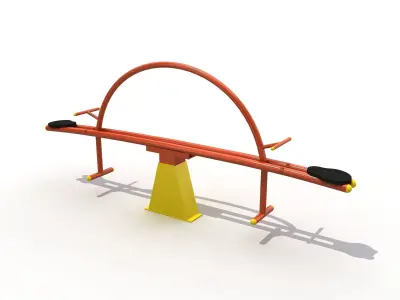 Kids Game Play Equipment 002 Metal Seesaw 3D model