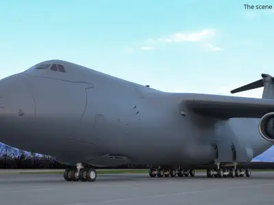  Strategic Airlift Jet with Extended Landing Gear Dark Gray Simplified 