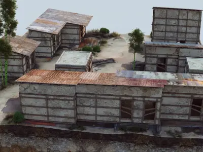 Village Houses Low-poly 3D model