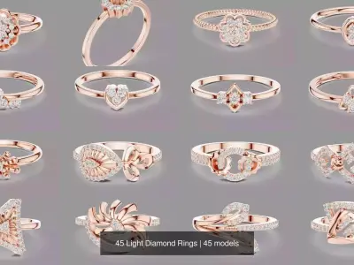 45 Light Diamond Rings 3D Model Pack