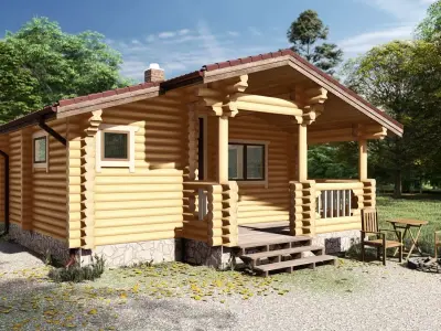 3D model of a wooden bathhouse 3D model