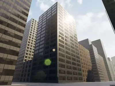 Backgorund Buildings Low-poly 3D model