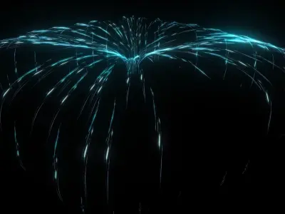 Wind flowing lines light central diffusion animation FX 3D model