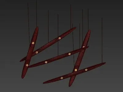 Coltrane group of gold pendant lights hanging from ceiling 3D model