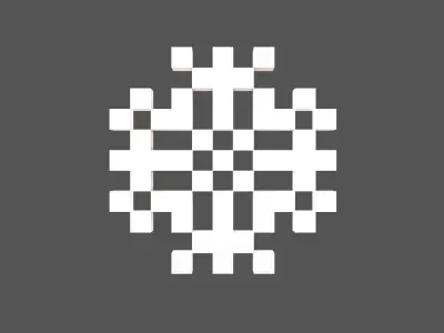 Pixel Snowflake v2 001 Low-poly 3D model