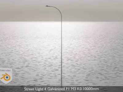 Street Light 4 Galvanized F1 M3 K0 10000mm  Low-poly 3D model