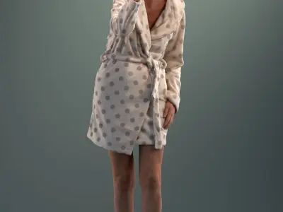 Pre-posed 3D lady brushing her teeth 3D model