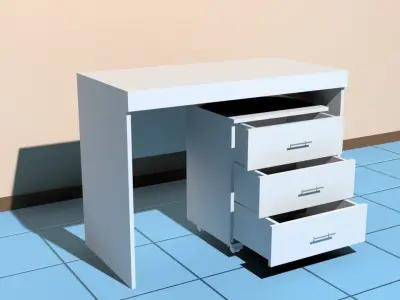 Office Table and Drawer 3D model
