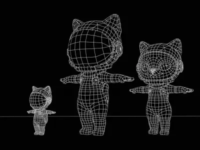 Cat6Pack2 Low-poly 3D model