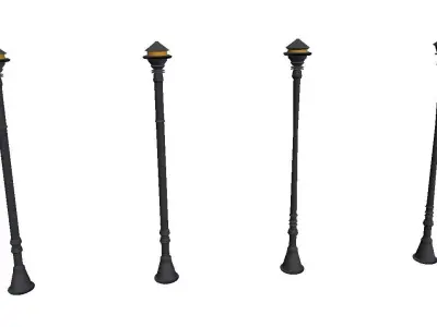 Light pole simple street light off Basic black 3D model