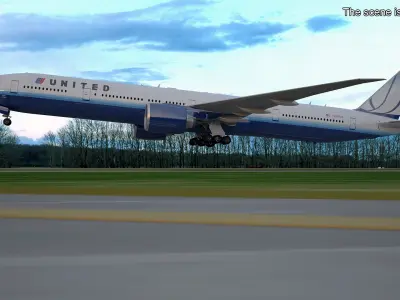  Boeing 777 United Airlines Rigged for Cinema 4D 
