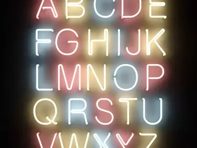 Fluorescent Tube Alphabet 2 3D model