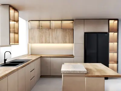 Kitchen8 -window in the middle of kitchen Low-poly 3D model