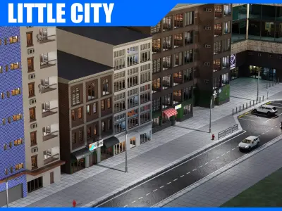 Little City modular asset pack Low-poly 3D model