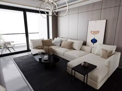 Modern Warm Living - Dining Set 3D model