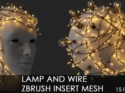 Lamp and Wire IMM curve brush   Low-poly 3D model