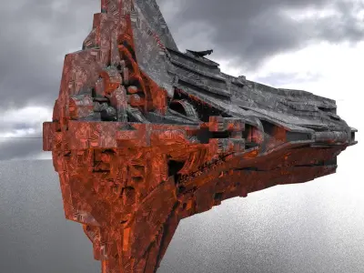 Hell scape Sci-fi Obelisk Ship 3D model