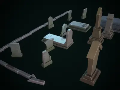 Stylized graves Low-poly 3D model