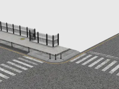 Crossroads 01 Low-poly 3D model