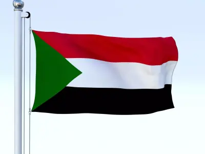 Animated Sudan Flag Low-poly 3D model
