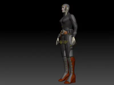 Angry Betty  Sci-Fi Lady Low-poly 3D model