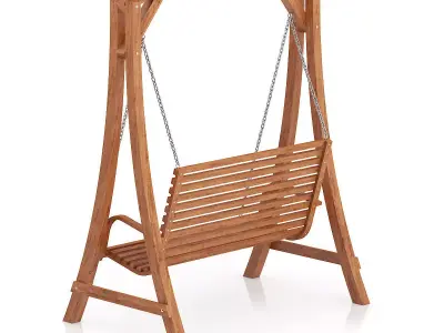 Wooden Bench Swing 3D model