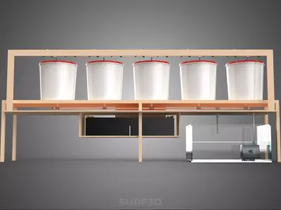 IOT PLANT POT RECIRCULATING HYDROPONIC DUTCH BUCKET SYSTEM SETUP 3D model