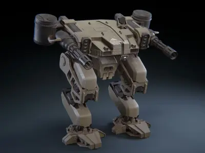 Animated Mech Low-poly 3D model