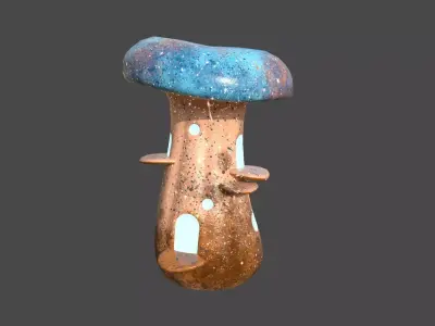 Fantasy Mushroom F05 Blue Orange - Scene Backdrop Design Low-poly 3D model