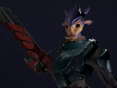 Alien character Low-poly 3D model