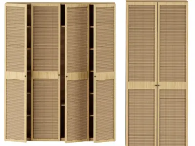 closet wardrobe with doors and shelves Low-poly 3D model