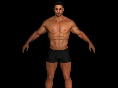 AAA 3D REALISTIC CHARACTER - BASEMESH AFRICAN MUSCULAR MAN 01