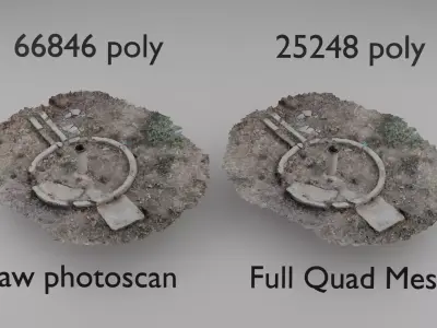 Destroyed boaring Photo-scan Re-Typologies Low poly Model 3D model