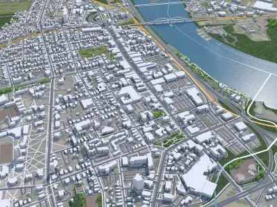 Middletown Connecticut USA 15km Low-poly 3D model