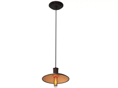 Industrial Pendant Lamp with Metal Shade Hanging Low-poly 3D model