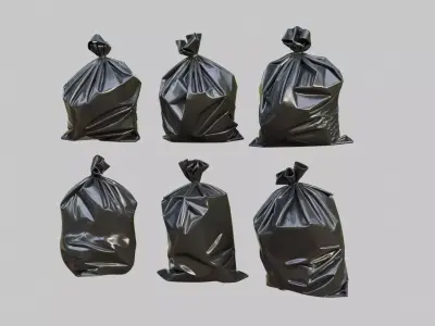 Black Garbage Bags Low-poly 3D model