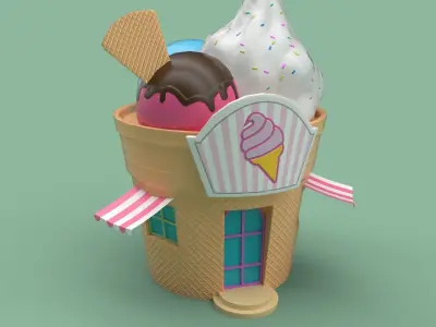 Food building shop 3D Model Pack