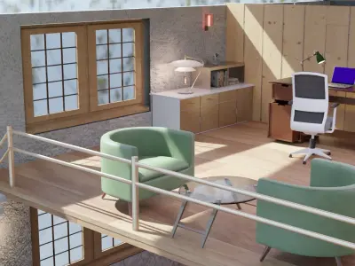 architect loft office building interior design  3D model