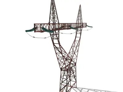 Electricity Pole 3 Weathered 3D model