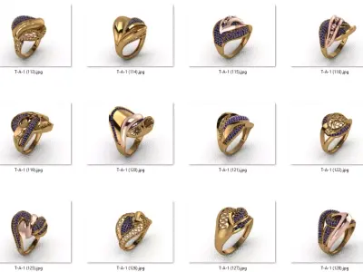  ring 25 pieces drawing 3d rihone drawing ring rings ring models 3D print model